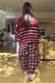 Big Softie Stripe Funnel Grunge Knit Burgundy
